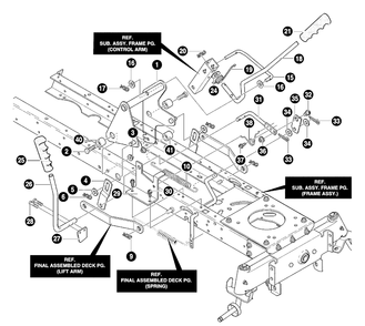 Mower Suspension Assembly Diagram and Parts List for 40379X68A 2001 Briggs and Stratton Lawn Tractor